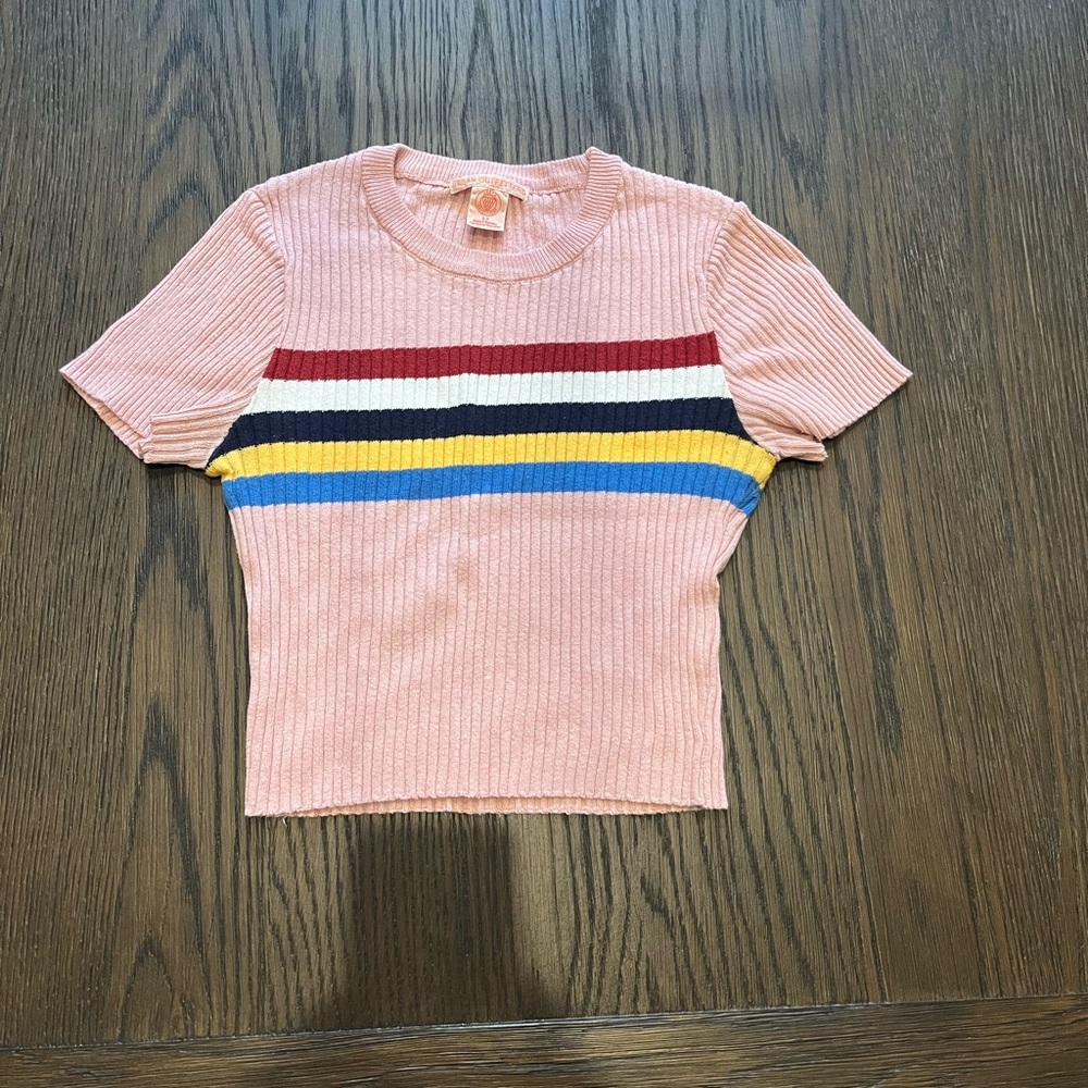 Urban Outfitters Pink Ripped Sweater w/Stripes